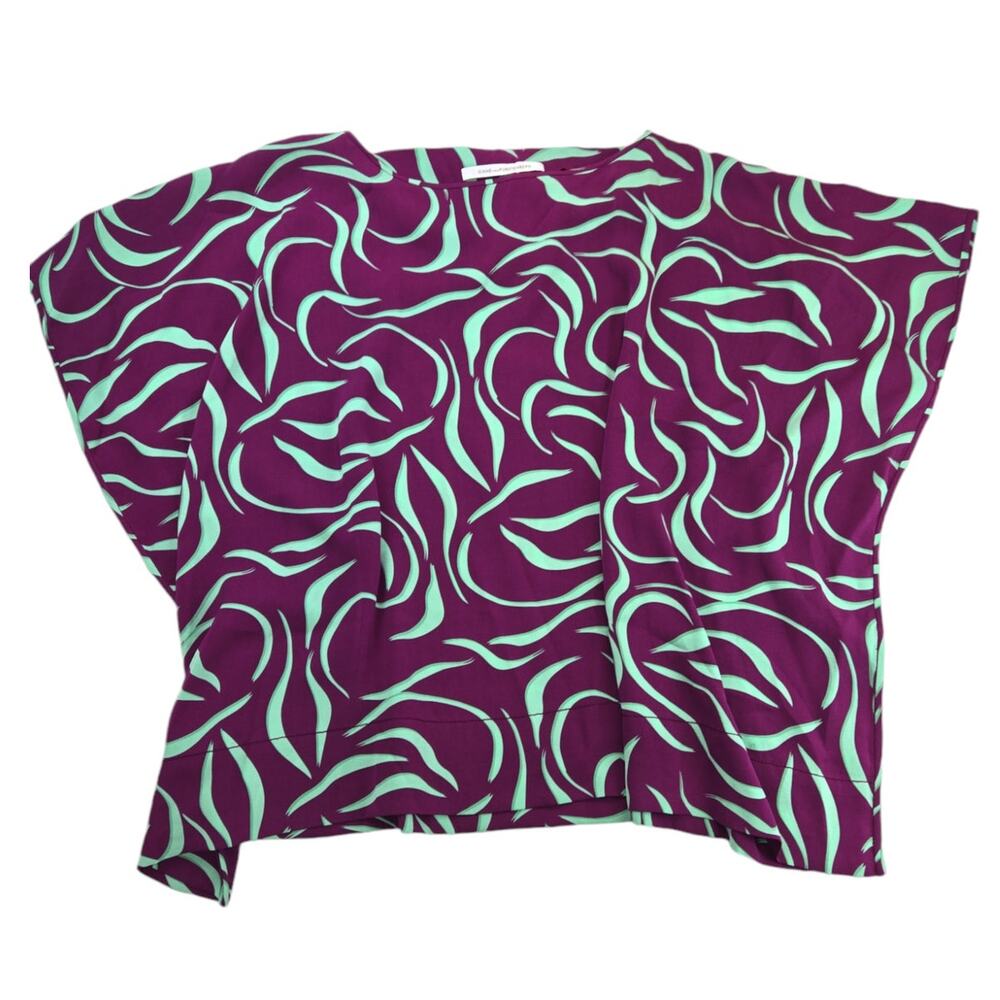 Diane von Furstenberg | Purple & Teal New Hanky Shirt | Size M/L - Picture 2 of 5